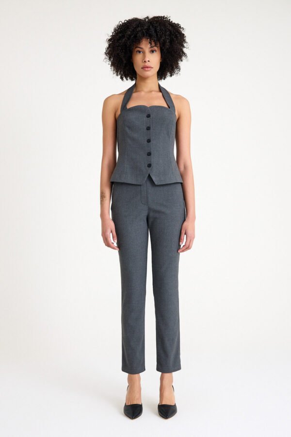 Gri Boyun Askılı Business Takım