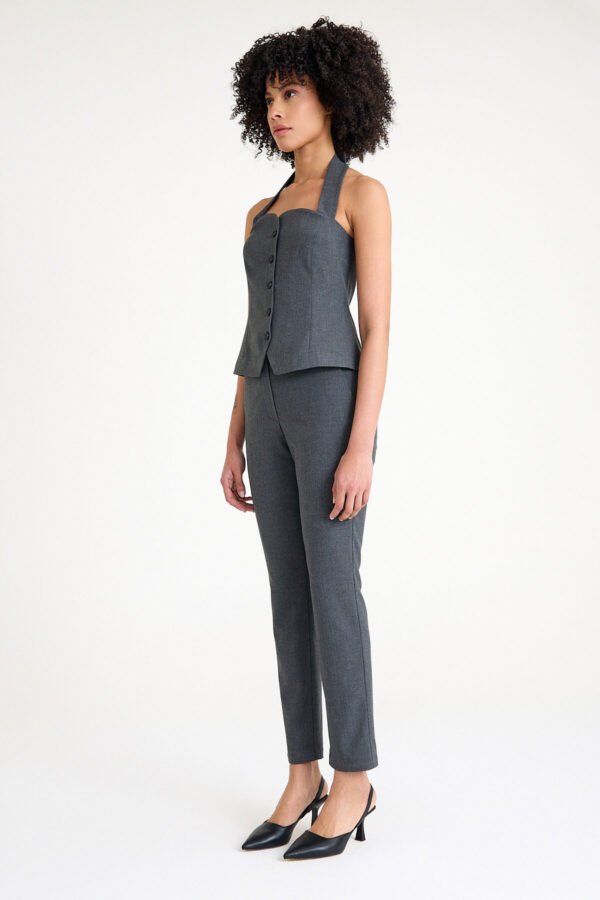 Gri Boyun Askılı Business Takım