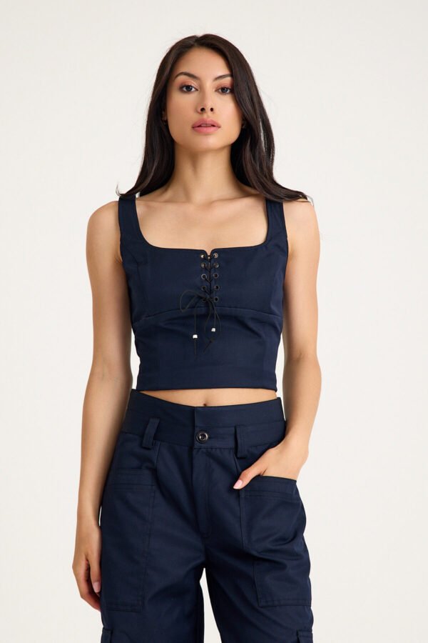 Lacivert Kusgozu Korse-Kargo Pantolon Takım