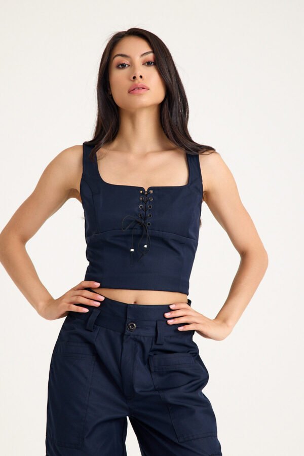 Lacivert Kusgozu Korse-Kargo Pantolon Takım